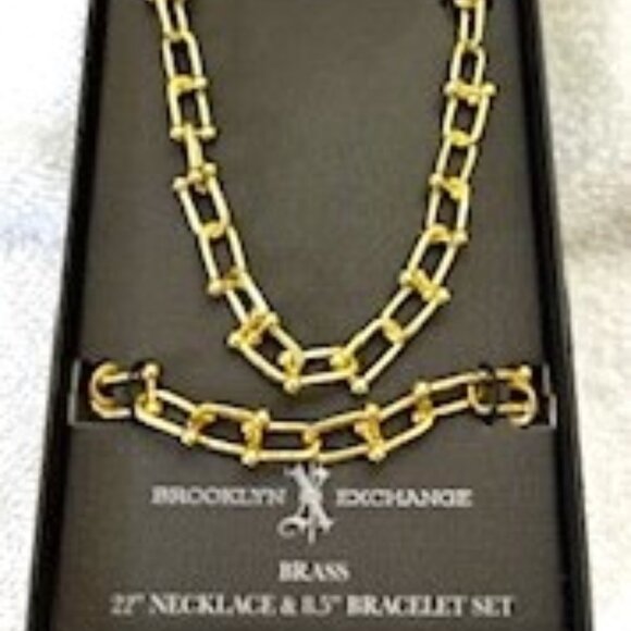 2nd one-Brooklyn Exchange brand brass Men's necklace and bracelet set New in Box - Picture 1 of 4